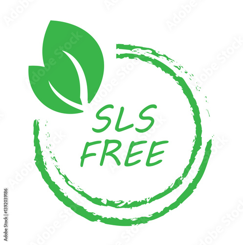 SLS or SLES free icon. No chemical ingredients label. SLS free vector illustration for product packaging logo, sign, symbol or emblem isolated.