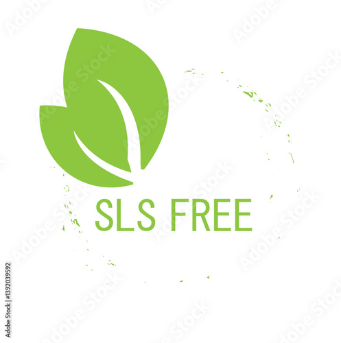 SLS or SLES free icon. No chemical ingredients label. SLS free vector illustration for product packaging logo, sign, symbol or emblem isolated.