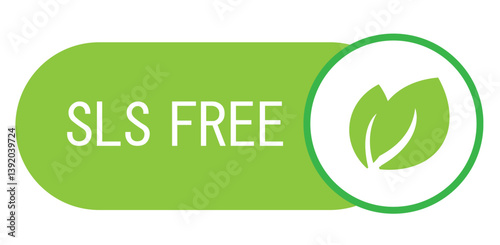 SLS or SLES free icon. No chemical ingredients label. SLS free vector illustration for product packaging logo, sign, symbol or emblem isolated.