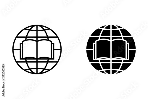 Online Education Icon Depicting a Computer Screen with Books in Black and White