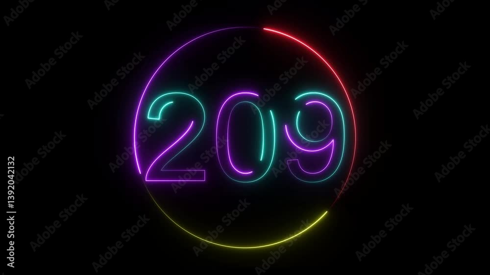 A dynamic circular animation, and glowing neon number 209 animation . on a black background. and creating a stunning video.4k video A dynamic circular animation, and glowing neon number 209 animation . on a black background. and creating a stunning video.4k video