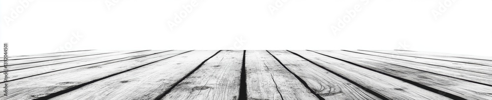 Fototapeta premium Wooden plank Perspective: A detailed overhead shot captures the raw natural beauty and the textures of the aging wood, exuding warmth and a sense of timelessness.