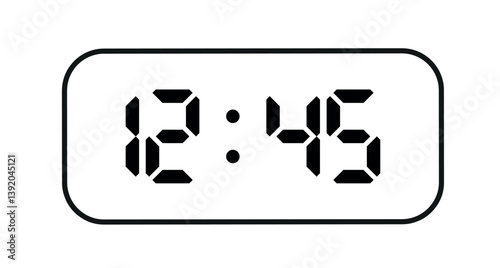 Digital clock number set. Electronic numbers. Digital alarm clock vector