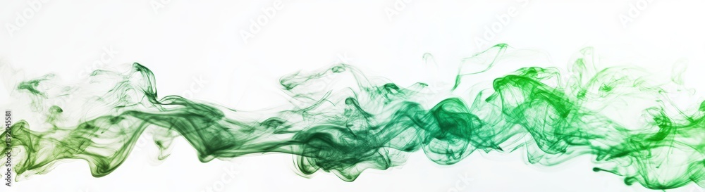 Obraz premium Abstract Green Smoke: A visually captivating artwork showcases a flowing stream of vibrant green smoke gracefully dancing against a neutral backdrop.