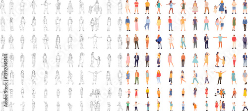 people in different angles on a white background vector