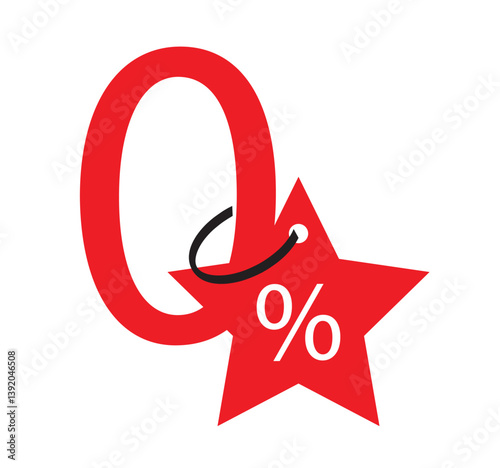  0% zero percents commission vector icon