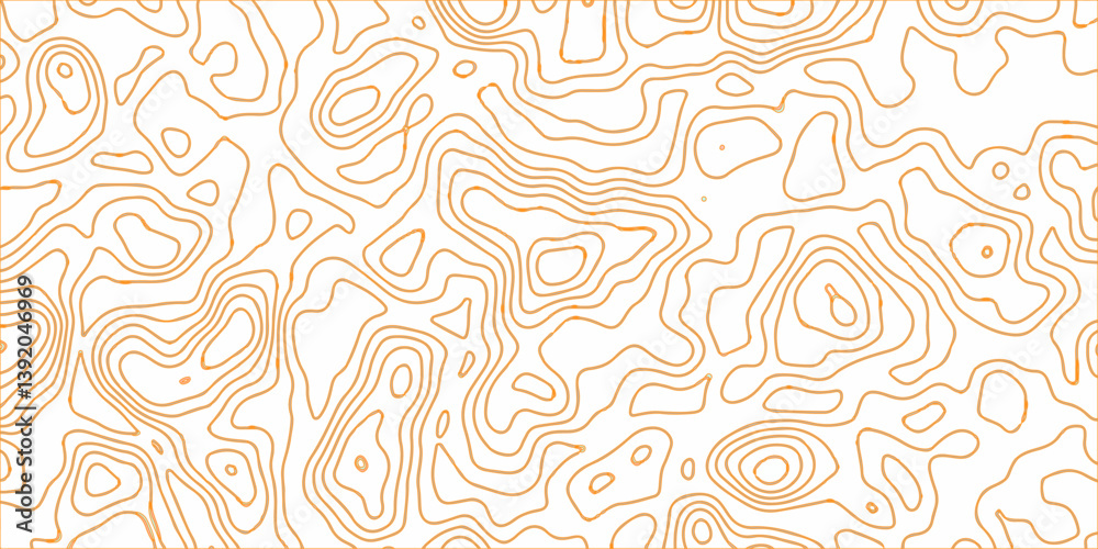 Fototapeta premium Orange and white wavy abstract topographic map contour, lines Pattern background. Topographic map and landscape terrain texture grid. 