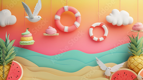 Pink spa objects set with sea shells towel and soap for beauty