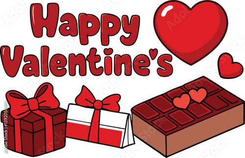 A Box Of Chocolates Happy Valentine's Day in soft red tones