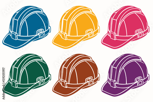 set of Hard Hat silhouette vector illustration