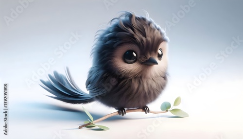 3D-style baby Sangihe malkoha with small size and expressive look