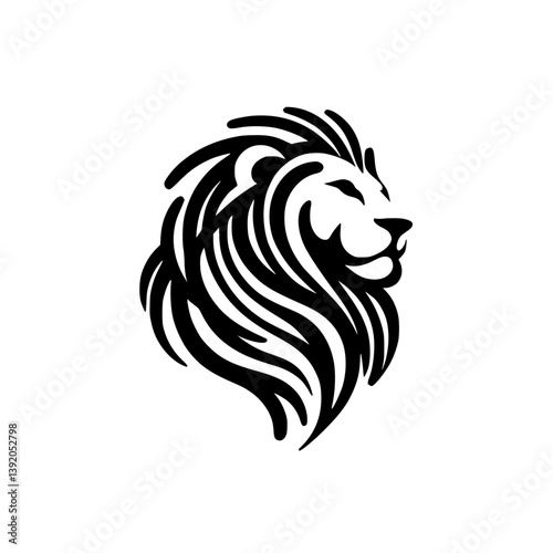 Wallpaper Mural Royal lion silhouette head with flowing mane on transparent background   Torontodigital.ca