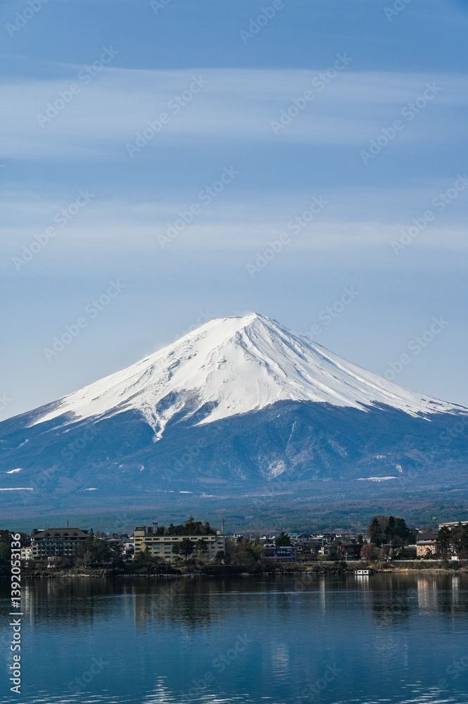 山梨県河口湖と富士山