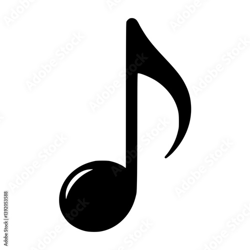 Music note silhouette on transparent background  