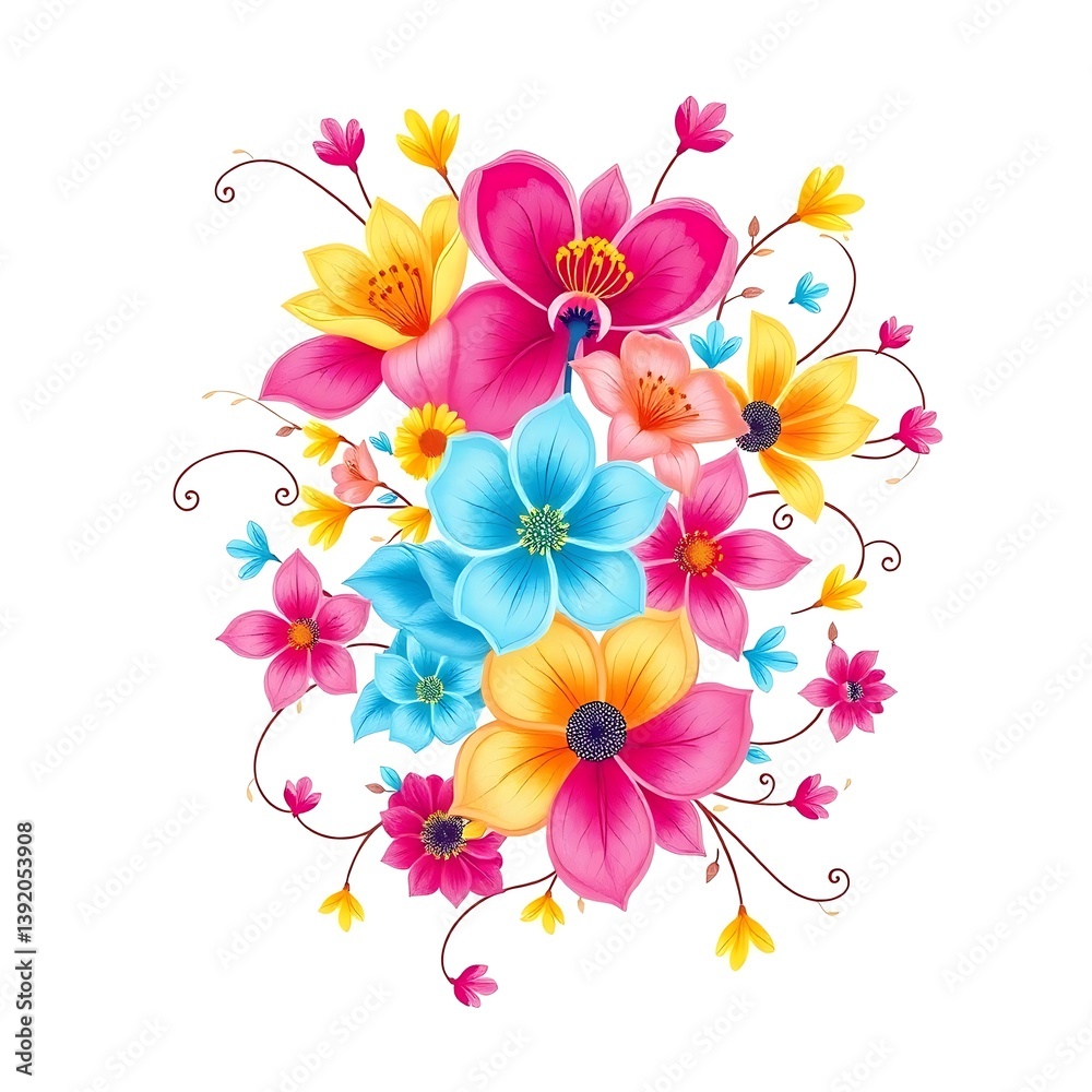 Fototapeta premium bouquet of colorful flowers vector illustration isolated on white