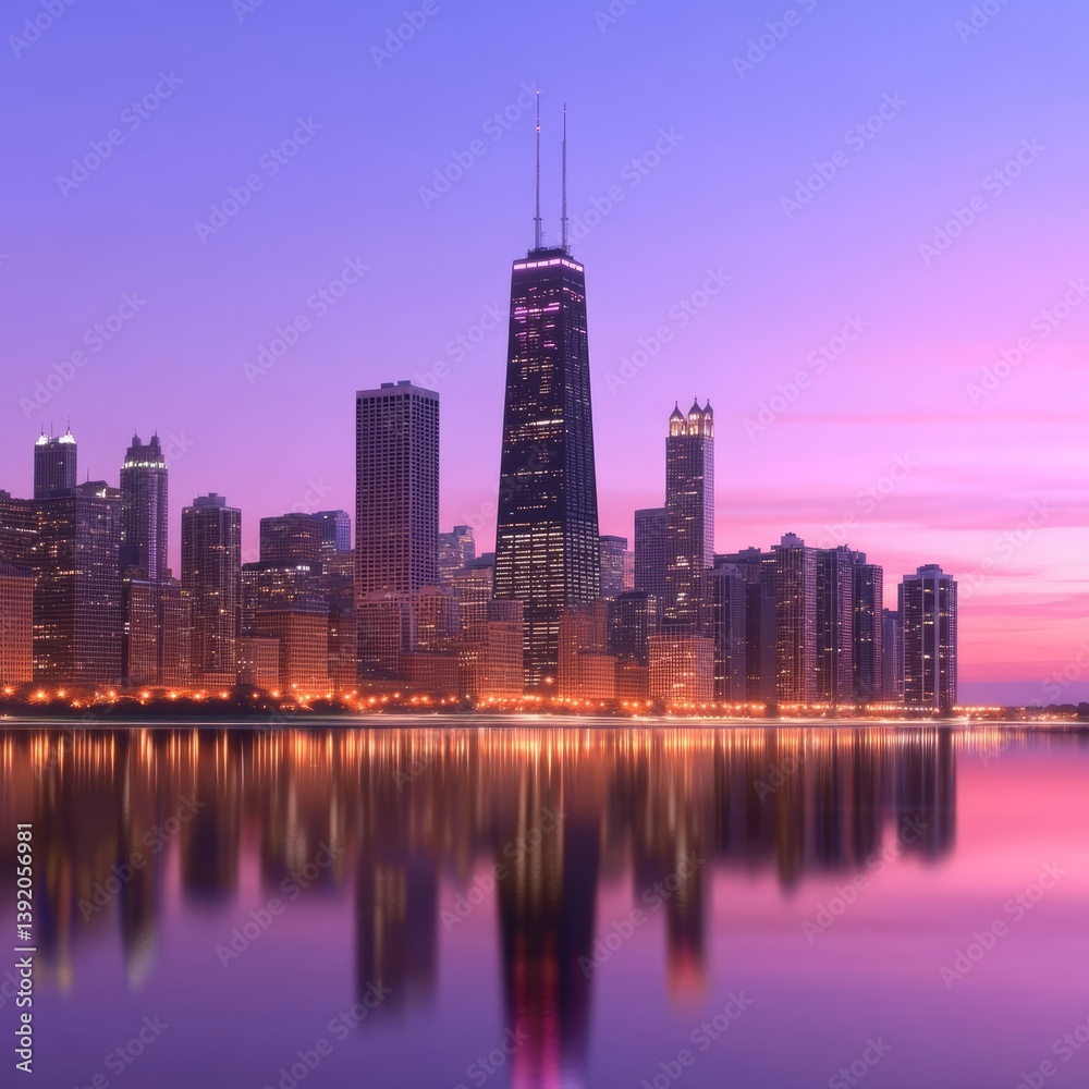 Fototapeta premium night view of chicago