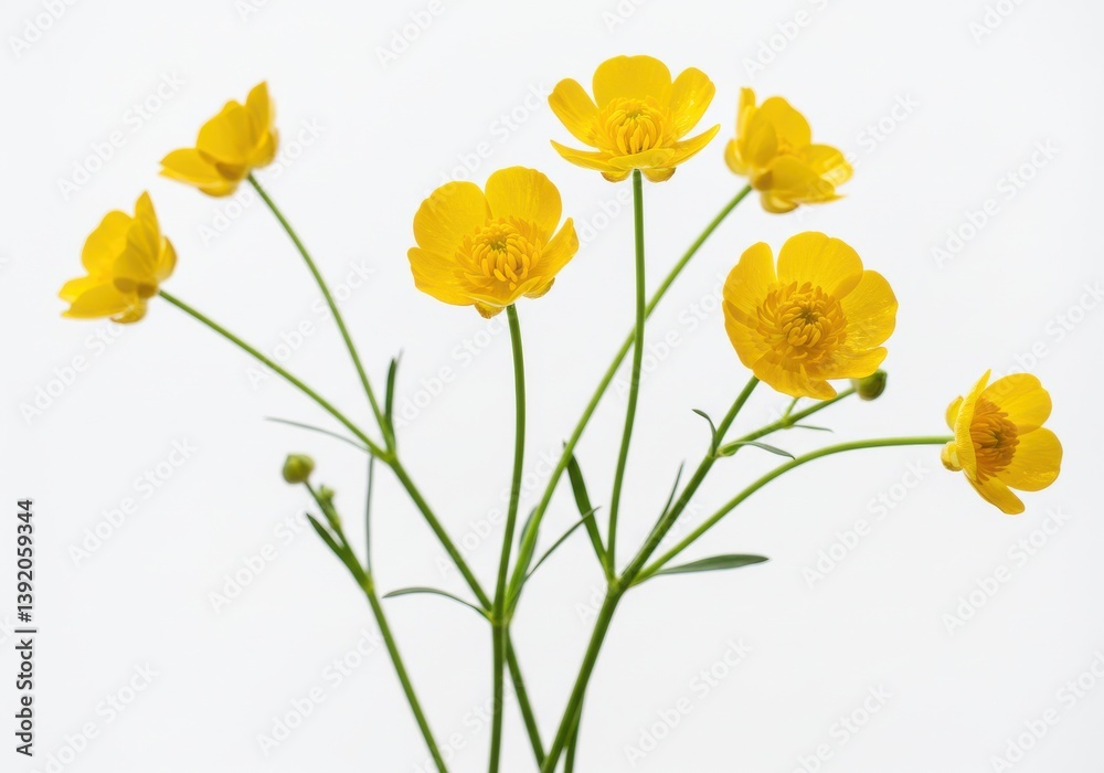 Vibrant yellow buttercup flowers delicate Vibrant yellow buttercup flowers delicate