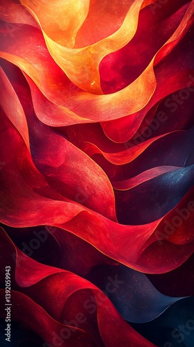Abstract Swirling Shapes Phone Wallpaper 
 Vibrant Red & Orange Hues with Dark Blue Background | Dynamic Vertical Mobile Background