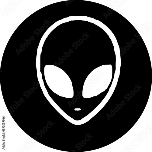 Stylized representation of an extraterrestrial form within a circular frame