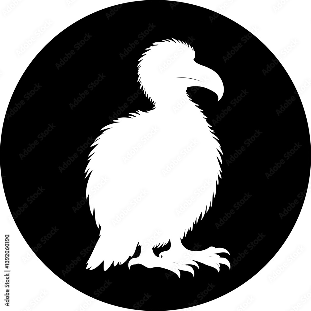 Fototapeta premium Extinct avian species silhouette, presenting a monochrome depiction of a dodo bird
