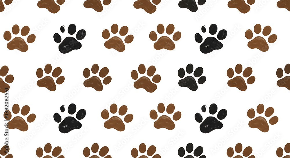 Fototapeta premium Paw Prints: A Repeating Pattern AI Generated
