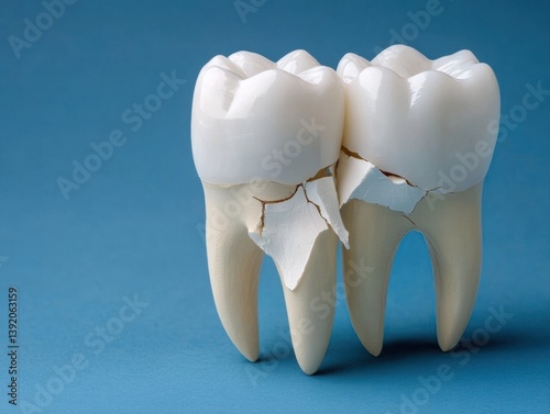 Cracked and broken teeth illustrate the importance of dental health and preventive care in maintaining a bright smile