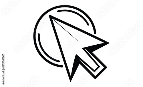 Mouse pointer click arrow silhouette, Computer mouse click pointer cursor arrow flat icon for apps and websites 