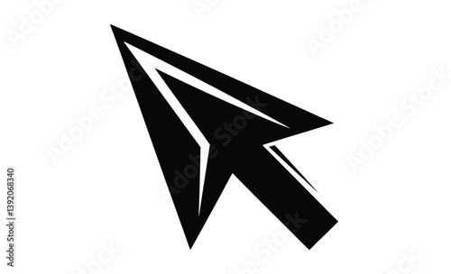 Mouse pointer click arrow silhouette, Computer mouse click pointer cursor arrow flat icon for apps and websites 
