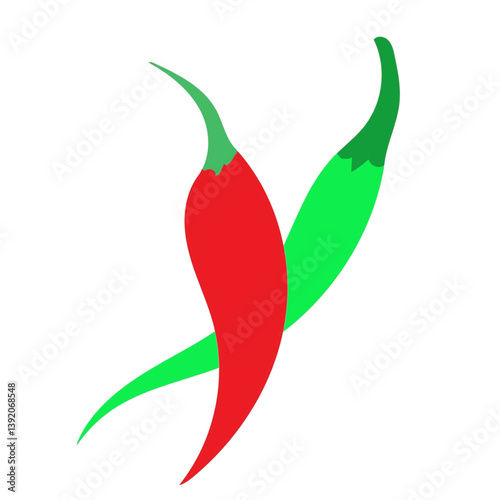 green and red chillies one short red chilly with long green chilli