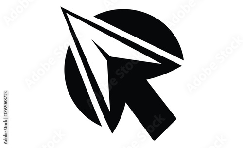 Mouse pointer click arrow silhouette, Computer mouse click pointer cursor arrow flat icon for apps and websites 