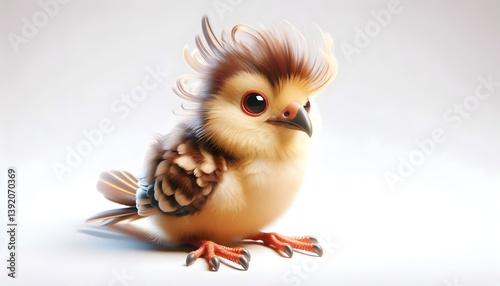 Adorable fluffy hoatzin chick perched with playful wings and curious look
