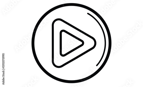 Play media video icon flat silhouette, Play video or play media flat icon for apps and websites 