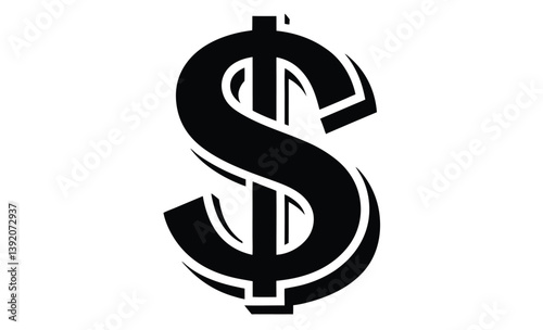 Dollar symbol money icon flat silhouette, American dollar currency or dollar symbol flat icon for apps and websites 