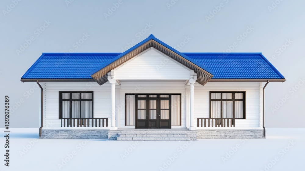3D Model of a Classic House Front View 3D Model of a Classic House Front View
