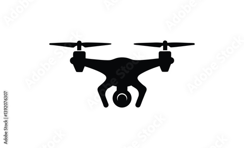 Civilian aerial drone icon silhouette, Civilian aerial drone flat icon for apps and websites 