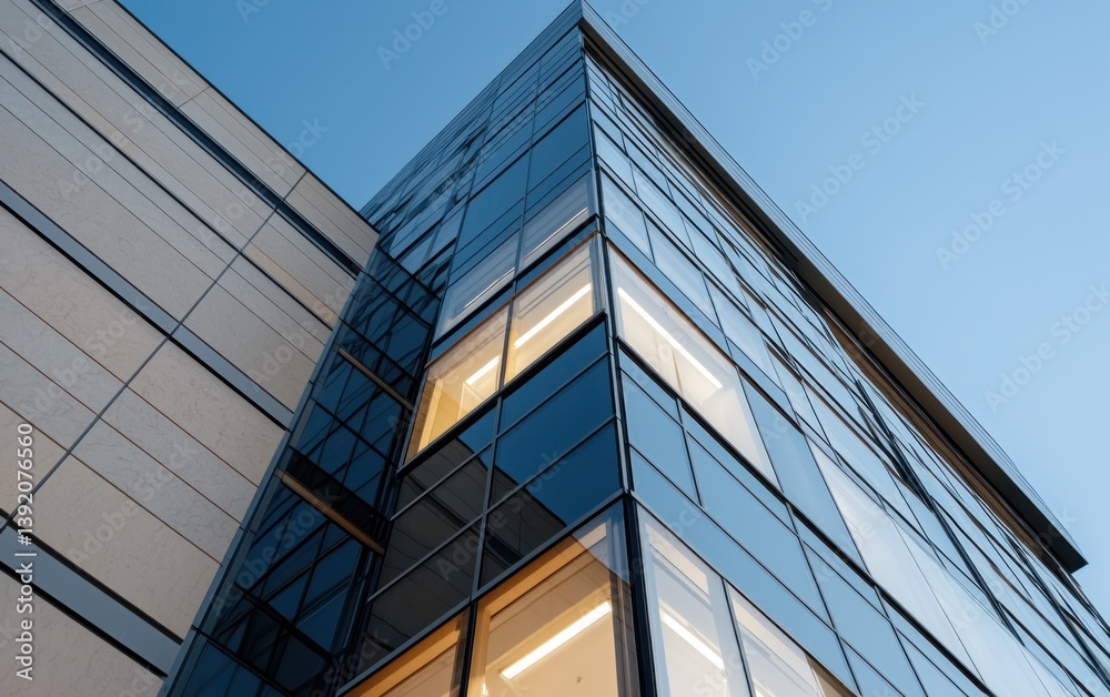 Modern Glass Building at Dusk