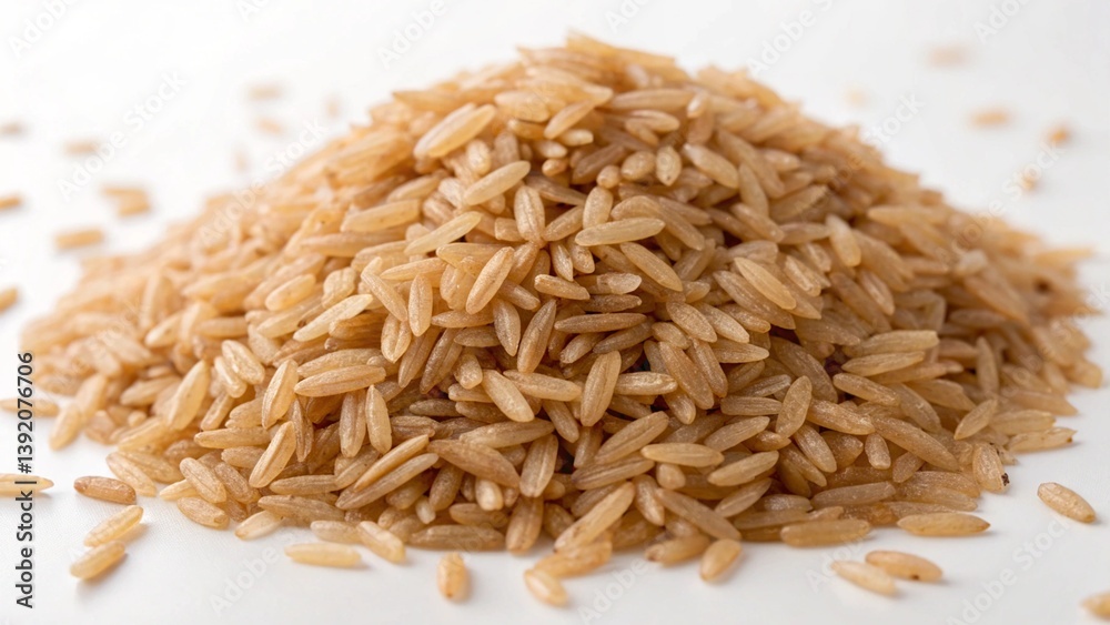 Pile of brown rice isolated on transparent or white background, png Pile of brown rice isolated on transparent or white background, png
