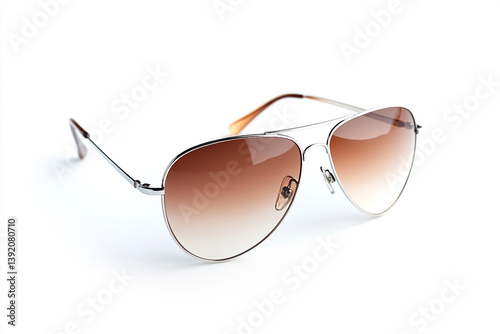 Brown and silver sunglasses on a white background