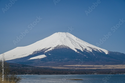 山梨県の山中湖と富士山