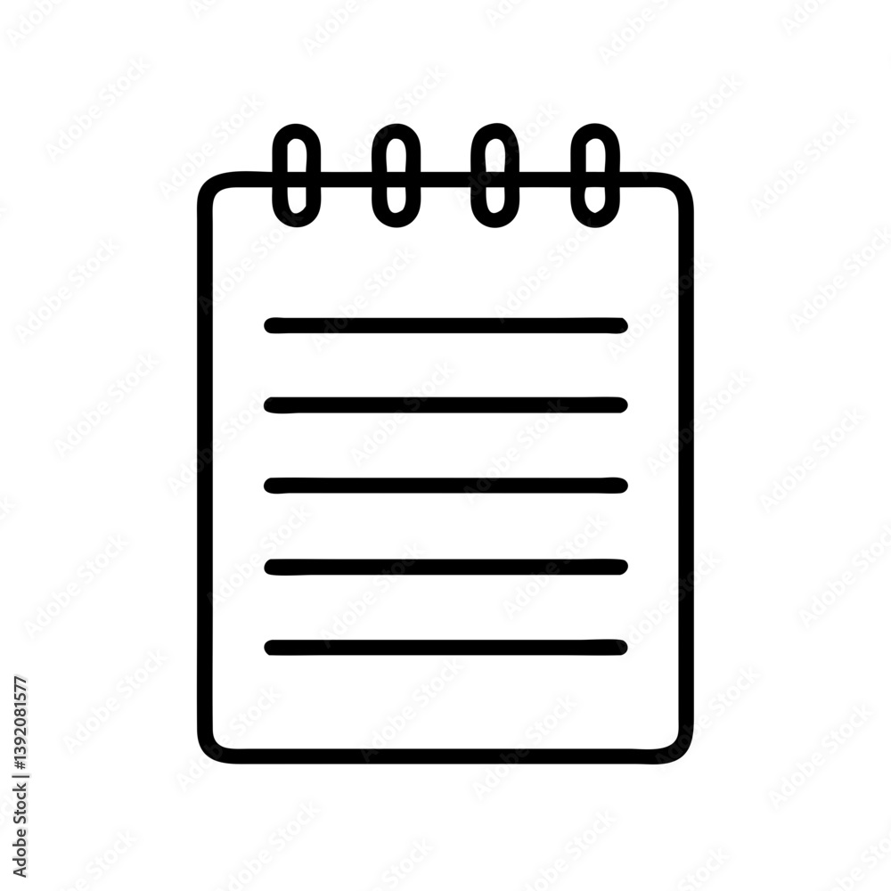Notepad icon vector illustration, simple memo pad with lines for notes and reminders, office supply icon Notepad icon vector illustration, simple memo pad with lines for notes and reminders, office supply icon