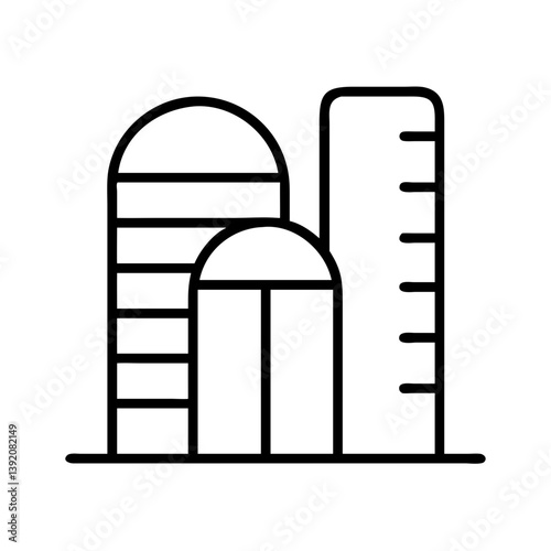 Farm silo vector icon illustration agricultural storage building for grain and livestock feed design element