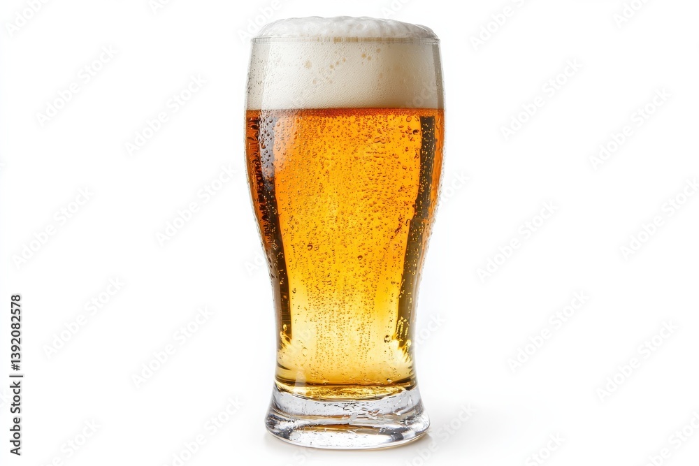 Refreshing Golden Beer in a Glass Frothy Head Isolated White Background isolated on transparent background Refreshing Golden Beer in a Glass Frothy Head Isolated White Background isolated on transparent background
