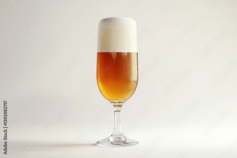 Frothy amber beer in a stemmed glass refreshing beverage light background condensation details isolated on transparent background Frothy amber beer in a stemmed glass refreshing beverage light background condensation details isolated on transparent background