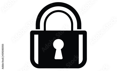 Padlock combination lock icon silhouette, Combination lock or padlock flat vector icon for apps and websites 
