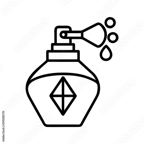 Perfume bottle with spray outline vector illustration fragrance scent aroma beauty product essential oil