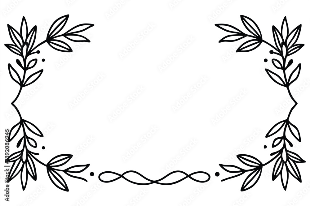Naklejka premium botanical frame, hand-drawn floral borders, continuous line art