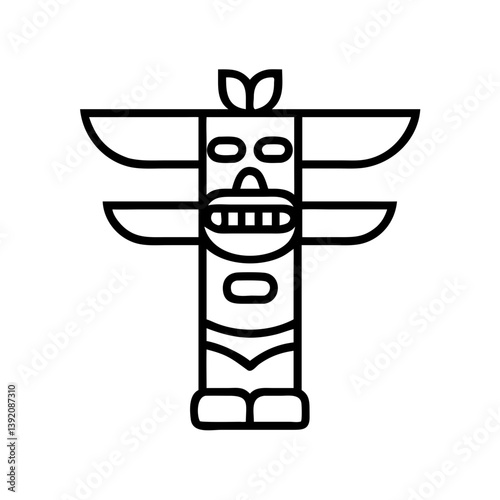 Totem pole vector illustration tribal symbol native american art and culture graphic design element isolated art
