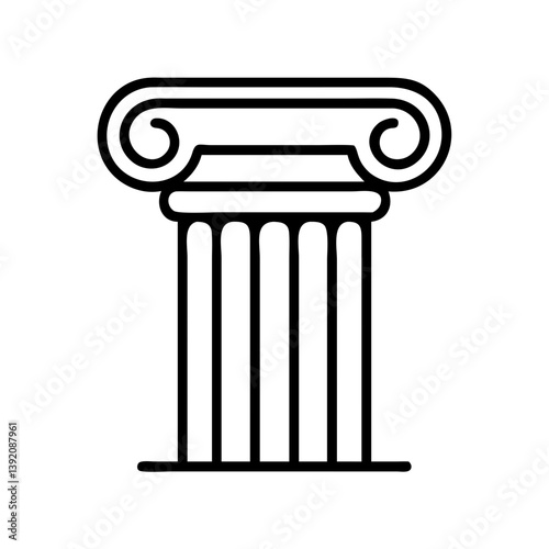Ionic column vector illustration of ancient greek architecture and roman pillar design for history projects