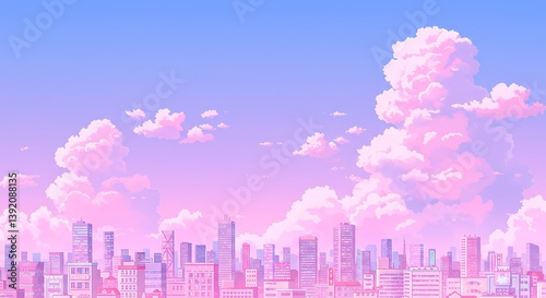 Pixel Sunset Cityscape: 8-bit Dream AI Generated