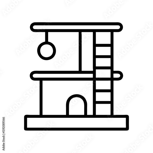 Modern cat tree condo with scratching post and dangling ball toy for indoor cats and kittens play area fun 